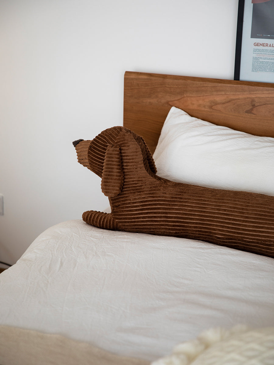 Large Brown Corduroy Dachshund Body Pillow