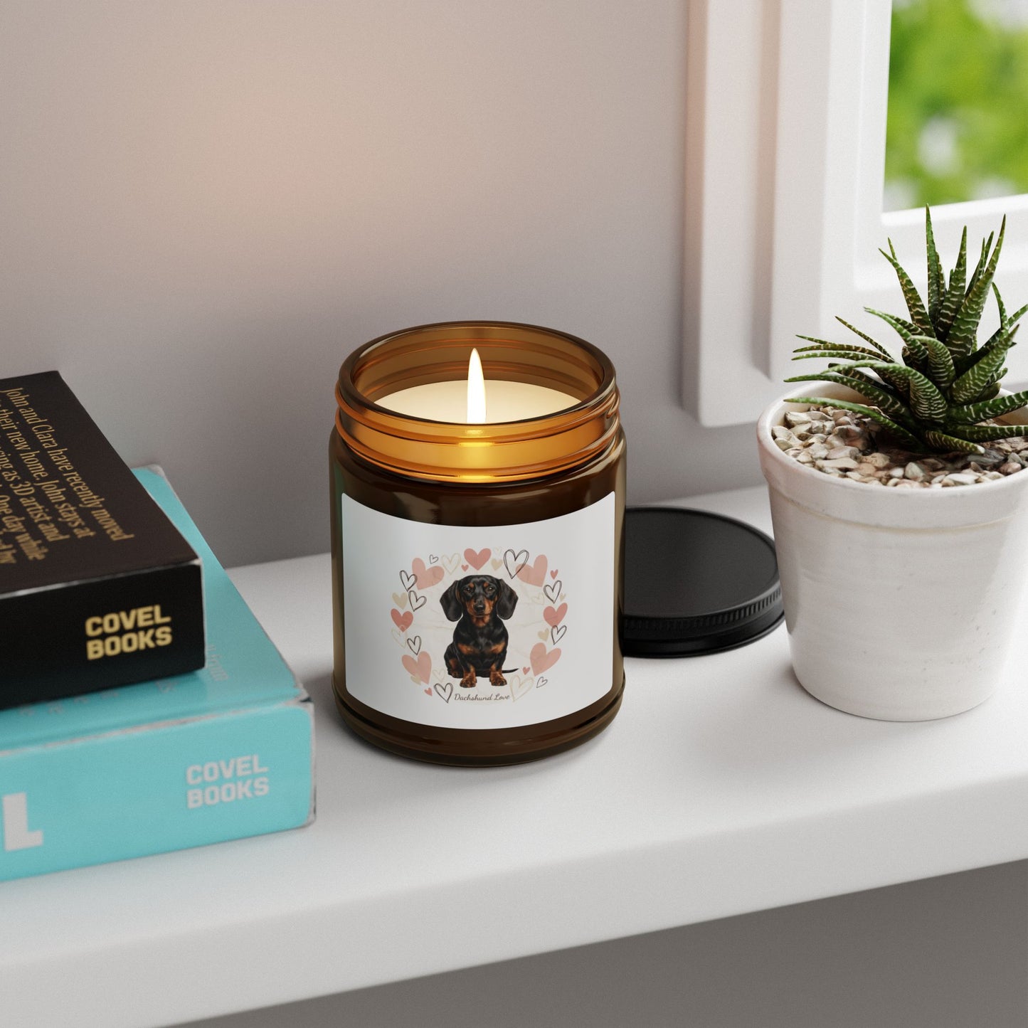 Dachshund Love Soy Candle — Amber Jar Scented Candle (Multiple Sizes)