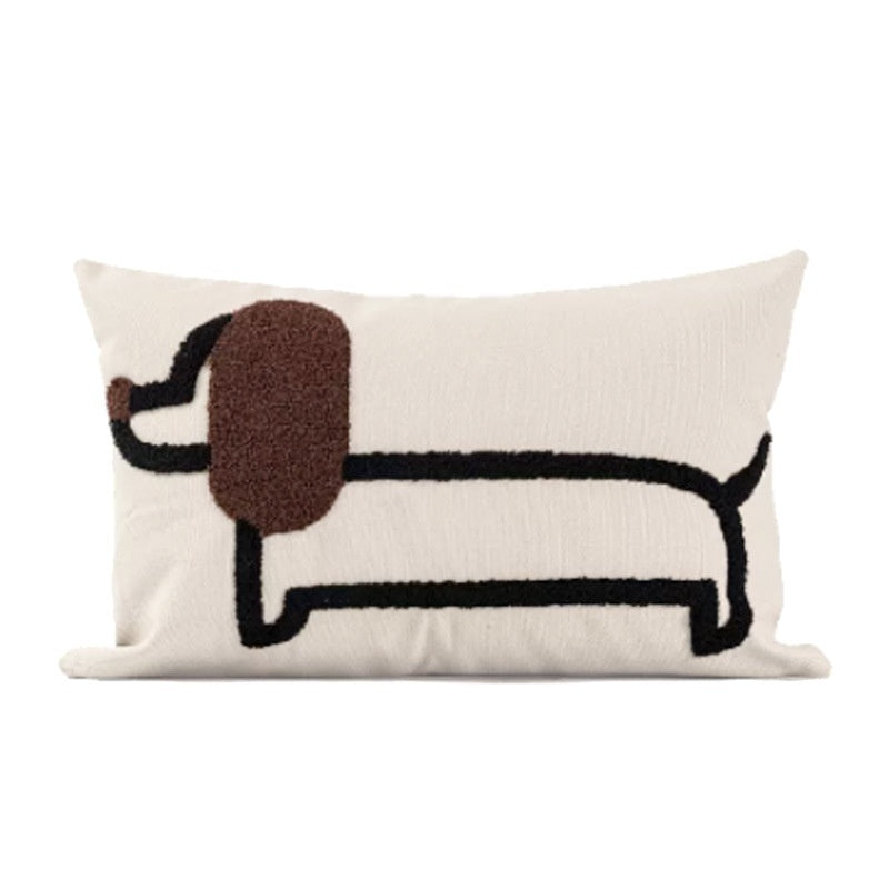 Embroidered Dachshund Pillow Cover