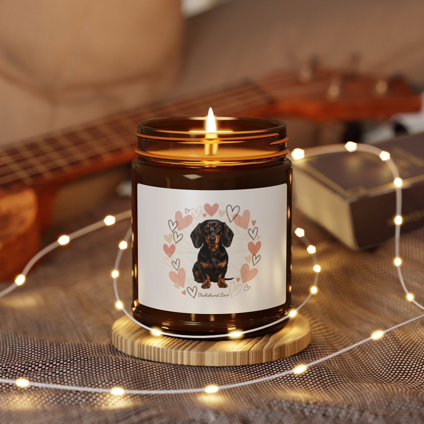 Dachshund Love Soy Candle — Amber Jar Scented Candle (Multiple Sizes)