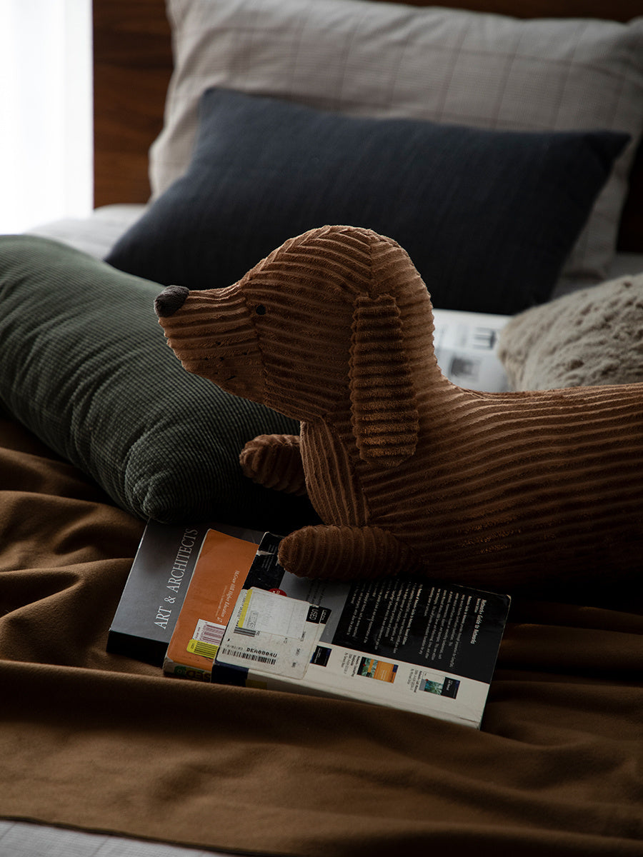 Large Brown Corduroy Dachshund Body Pillow