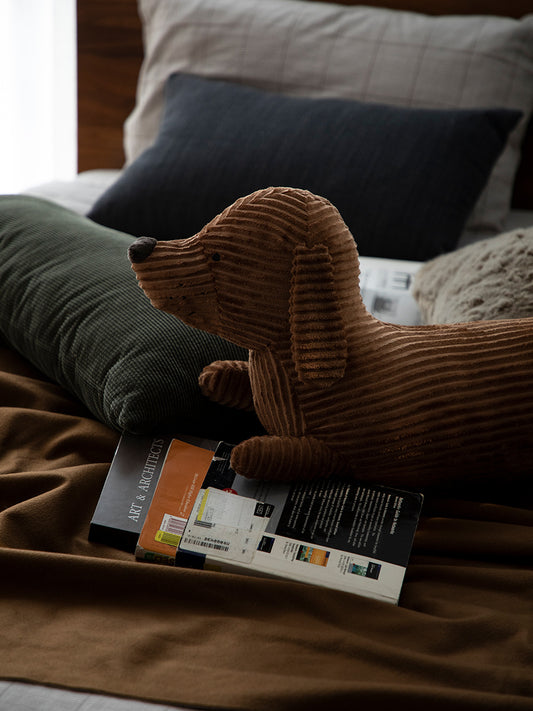 Large Brown Corduroy Dachshund Body Pillow