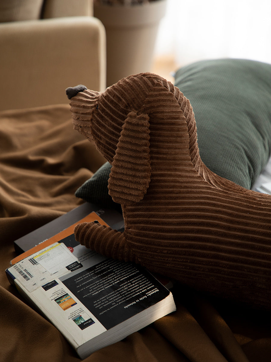 Large Brown Corduroy Dachshund Body Pillow