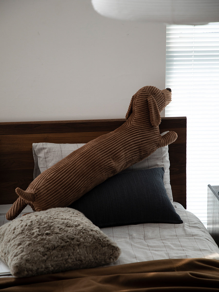 Large Brown Corduroy Dachshund Body Pillow
