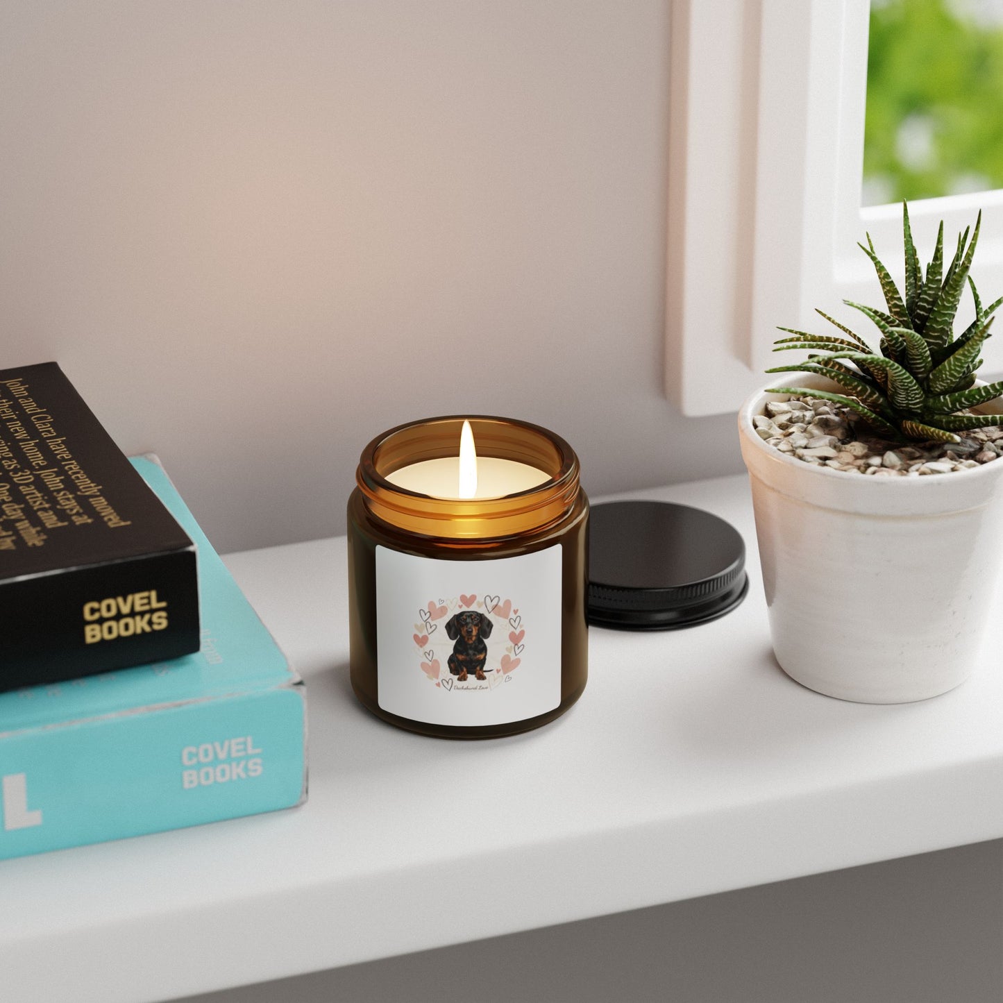 Dachshund Love Soy Candle — Amber Jar Scented Candle (Multiple Sizes)