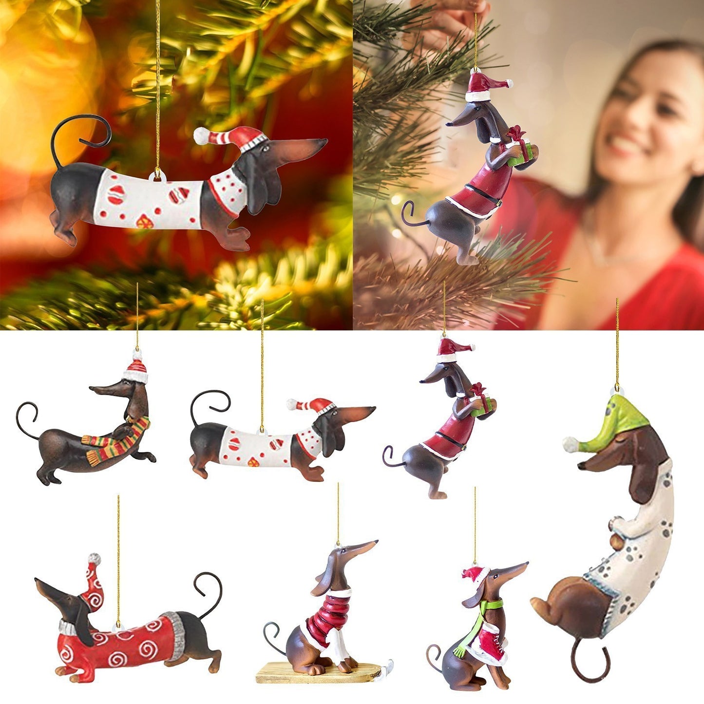 Acrylic Dachshund Christmas Tree Decoration
