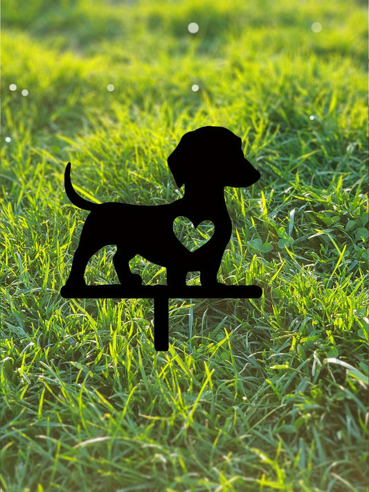 Dachshund Silhouette Garden Sign - Solid Wood Outdoor Decor For Yard & Patio