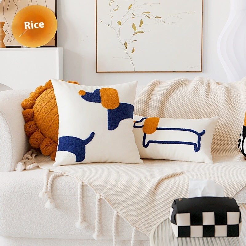 Embroidered Dachshund Pillow Cover