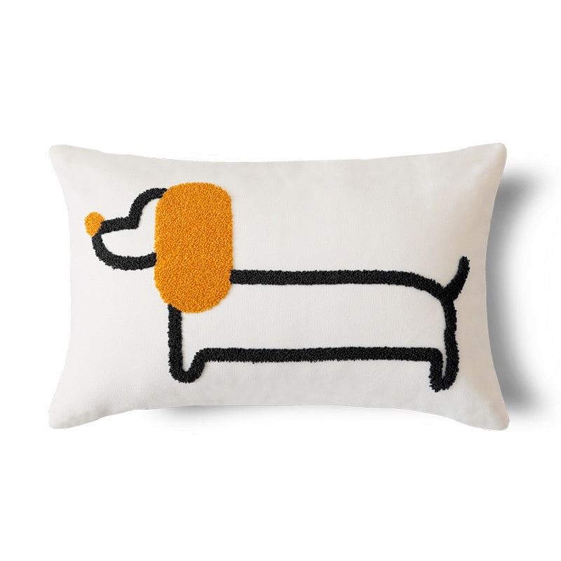 Embroidered Dachshund Pillow Cover