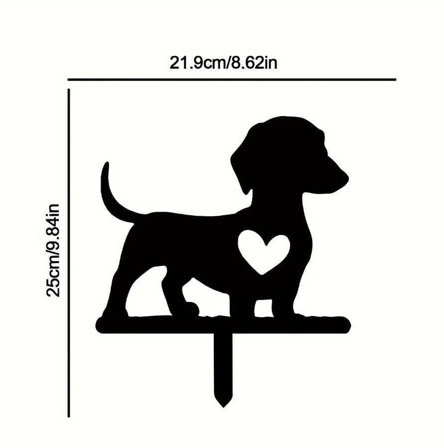 Dachshund Silhouette Garden Sign - Solid Wood Outdoor Decor For Yard & Patio