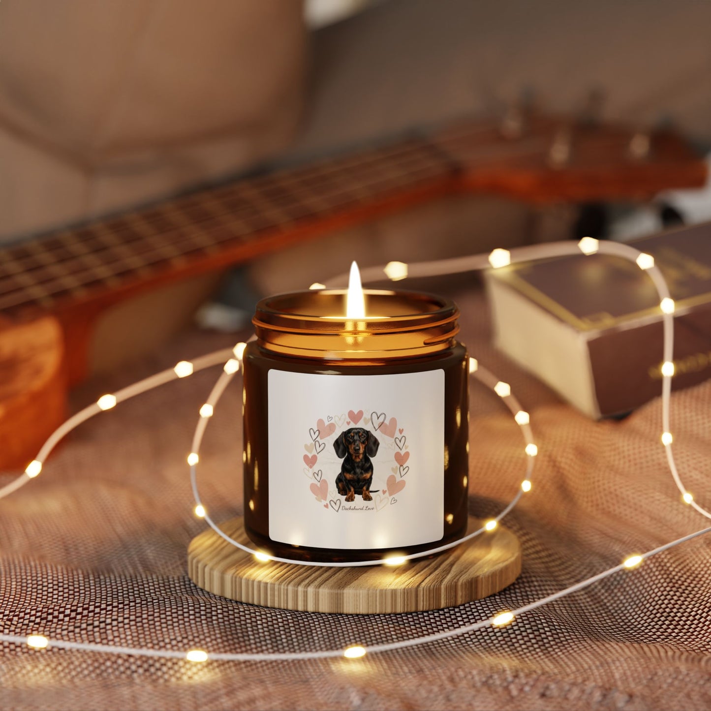Dachshund Love Soy Candle — Amber Jar Scented Candle (Multiple Sizes)