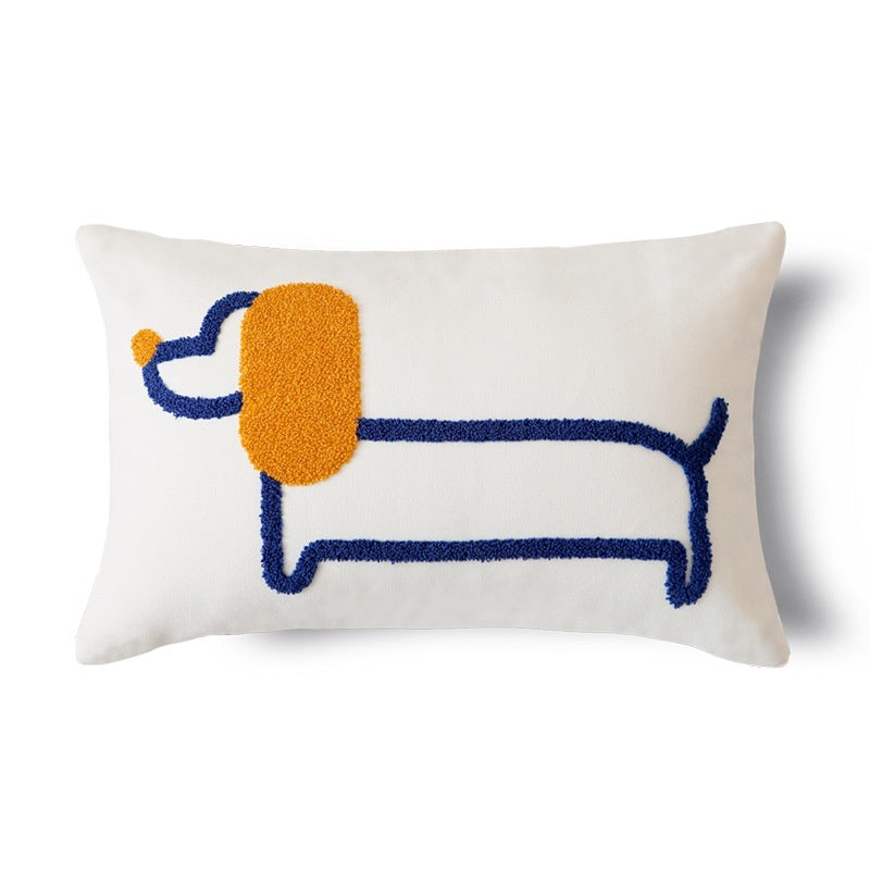 Embroidered Dachshund Pillow Cover