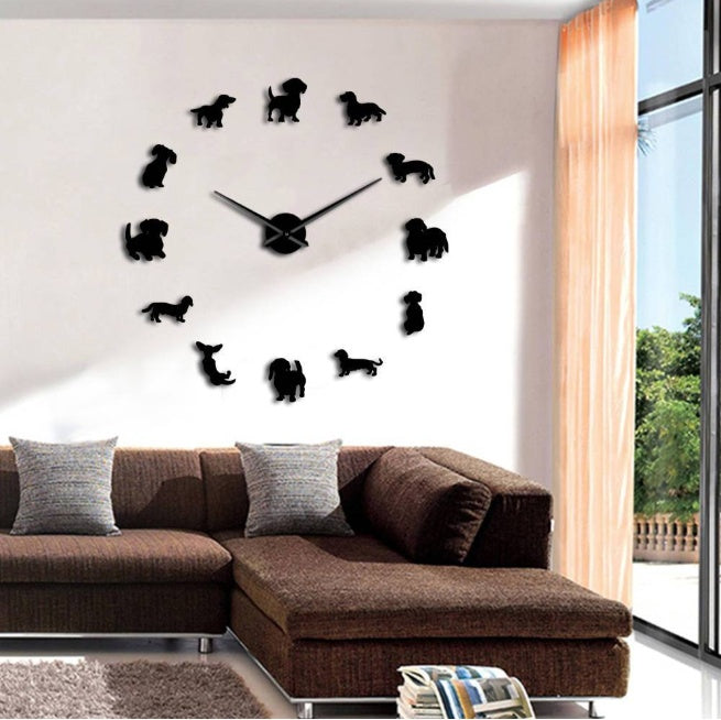 DOG STYLE FRAMELESS WALL CLOCK
