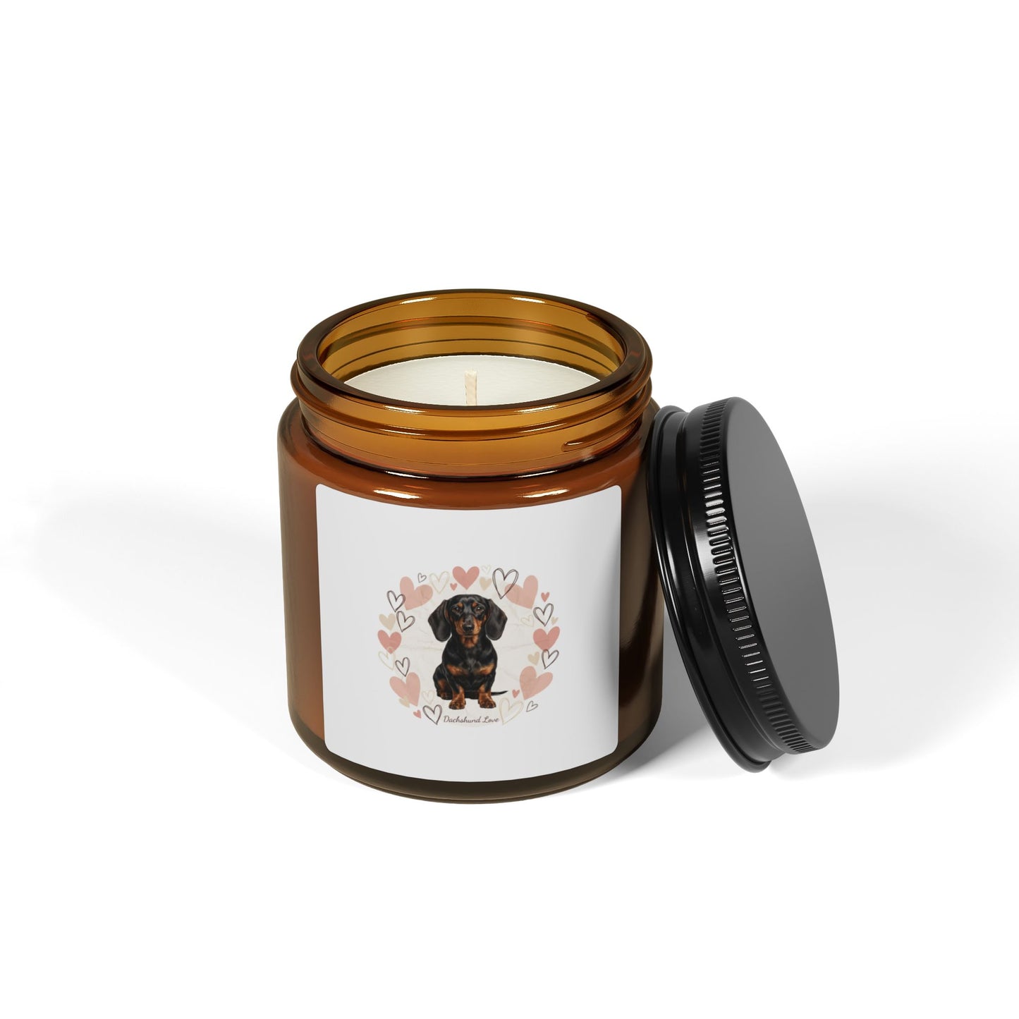 Dachshund Love Soy Candle — Amber Jar Scented Candle (Multiple Sizes)