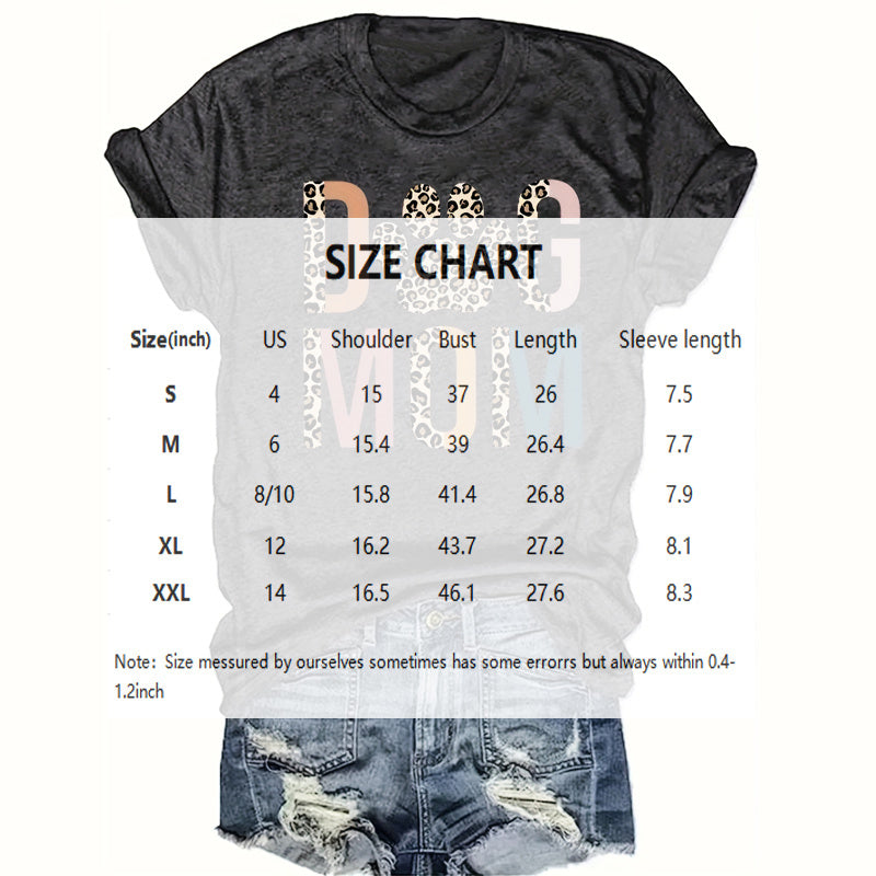 Women's 'DOG MOM' Leopard Print T-Shirt - Comfortable Crewneck Tee For Dog Lovers