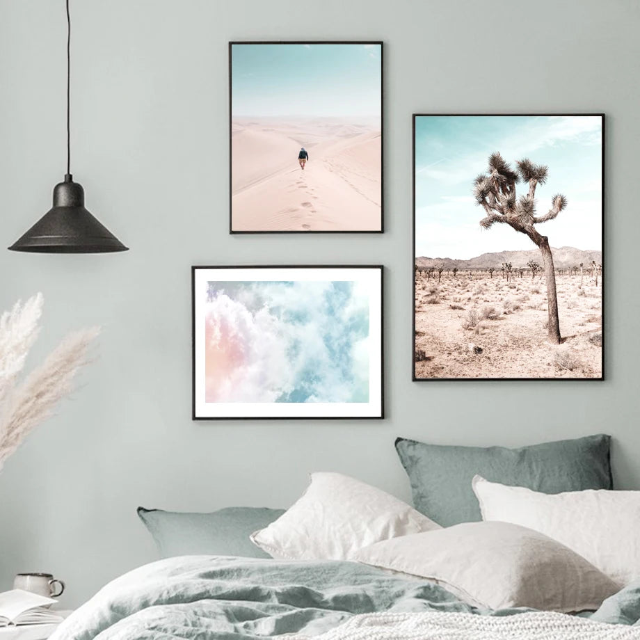 Cloud Desert Dry Tree Bird Flower Phalaenopsis Wall Art Canvas Painting Nordic Posters And Prints Decor Pictures For Living Room