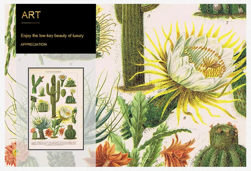 Prints Botanical Wall Art Canvas Painting Educational Wall Pictures Decor Cactus Flowers Desert Plants Succulents Posters and