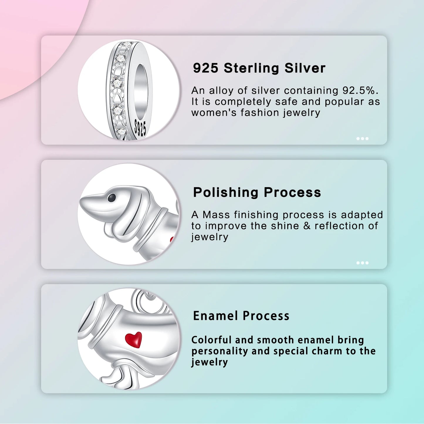 925 Sterling Silver Dachshund Charm