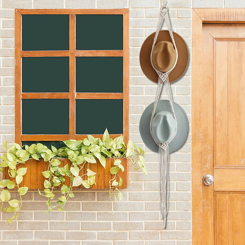 Nordic Style Boho Cotton Hanging Hat Organizer Display Rack Storage Cap Holder Scarf Hanger Macrame Tapestry Wall Decor
