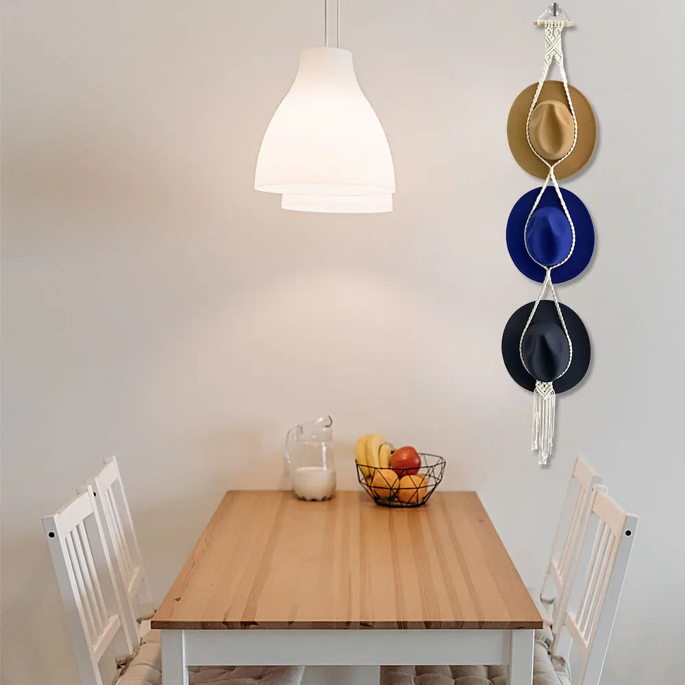 Nordic Style Boho Cotton Hanging Hat Organizer Display Rack Storage Cap Holder Scarf Hanger Macrame Tapestry Wall Decor