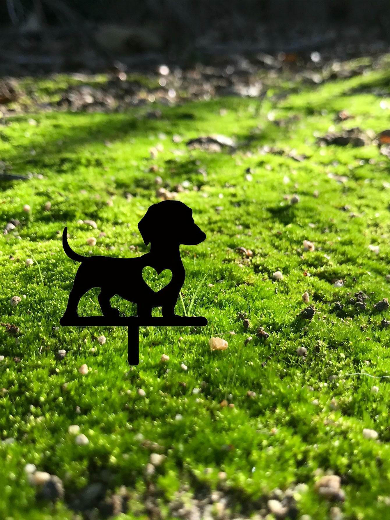 Dachshund Silhouette Garden Sign - Solid Wood Outdoor Decor For Yard & Patio