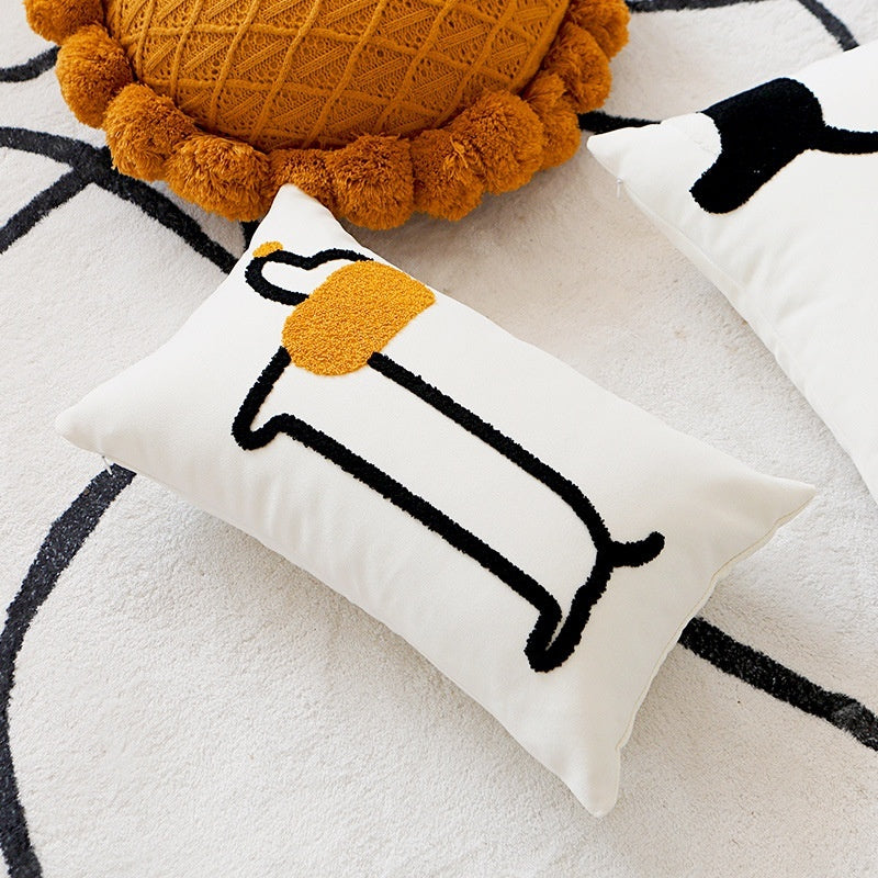 Embroidered Dachshund Pillow Cover
